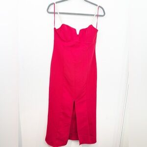 Zara Womens Red Pearl Strap Bustier Midi Dress NWT Size Medium